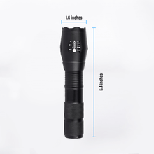 Load image into Gallery viewer, Pivoi 10W LED Tactical Flashlight, IP44 Water Resistant, Zoom focus, Metal body, 600 Lumens - Uses 1x 18650 or 3 x AAA Battery - WORLDTRADERS USA LLC (Vapeology)
