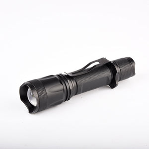 Pivoi 10W LED Tactical Rechargeable Flashlight with Clip, IP44 Water Resistant, Zoom focus, Metal body, 1000 Lumens - Uses 1x 18650 Battery - WORLDTRADERS USA LLC (Vapeology)