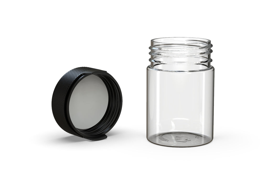 Chubby Gorilla 120CC/4FL.OZ/120ML Aviator CR Container With Inner Seal & Tamper - Clear Natural/Opaque Black Lid - WORLDTRADERS USA