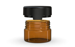Chubby Gorilla 220CC/7.5FL.OZ/220ML Aviator CR XL Container With Inner Seal & Tamper - Translucent Amber/Opaque Black Lid - WORLDTRADERS USA
