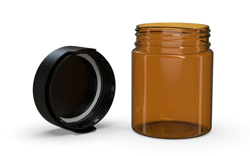 Chubby Gorilla 550CC/18.5FL.OZ/550ML Aviator CR XL Container With Inner Seal & Tamper - Translucent Amber/Opaque Black Lid - WORLDTRADERS USA