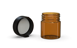 Chubby Gorilla 120CC/3FL.OZ/120ML Aviator CR Container With Inner Seal & Tamper -Translucent Amber/Opaque Black Lid - WORLDTRADERS USA