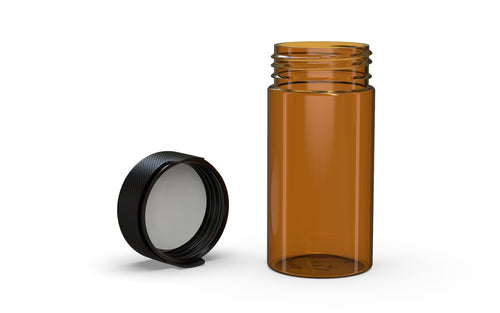 Chubby Gorilla 180CC/6FL.OZ/180ML Aviator CR Container With Inner Seal & Tamper - Translucent Amber/Opaque Black Lid - WORLDTRADERS USA