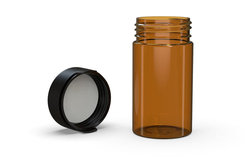 Chubby Gorilla 150CC/5FL.OZ/150ML Aviator CR Container With Inner Seal & Tamper - Translucent Amber/Opaque Black Lid - WORLDTRADERS USA