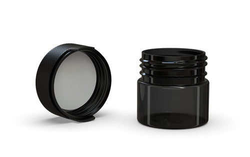 Chubby Gorilla 60CC/2FL.OZ/60ML Aviator CR Container With Inner Seal & Tamper - Translucent Black/Opaque Black Lid - WORLDTRADERS USA
