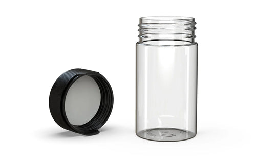 Chubby Gorilla 150CC/5FL.OZ/150ML Aviator CR Container With Inner Seal & Tamper - Clear Natural/Opaque Black Lid - WORLDTRADERS USA