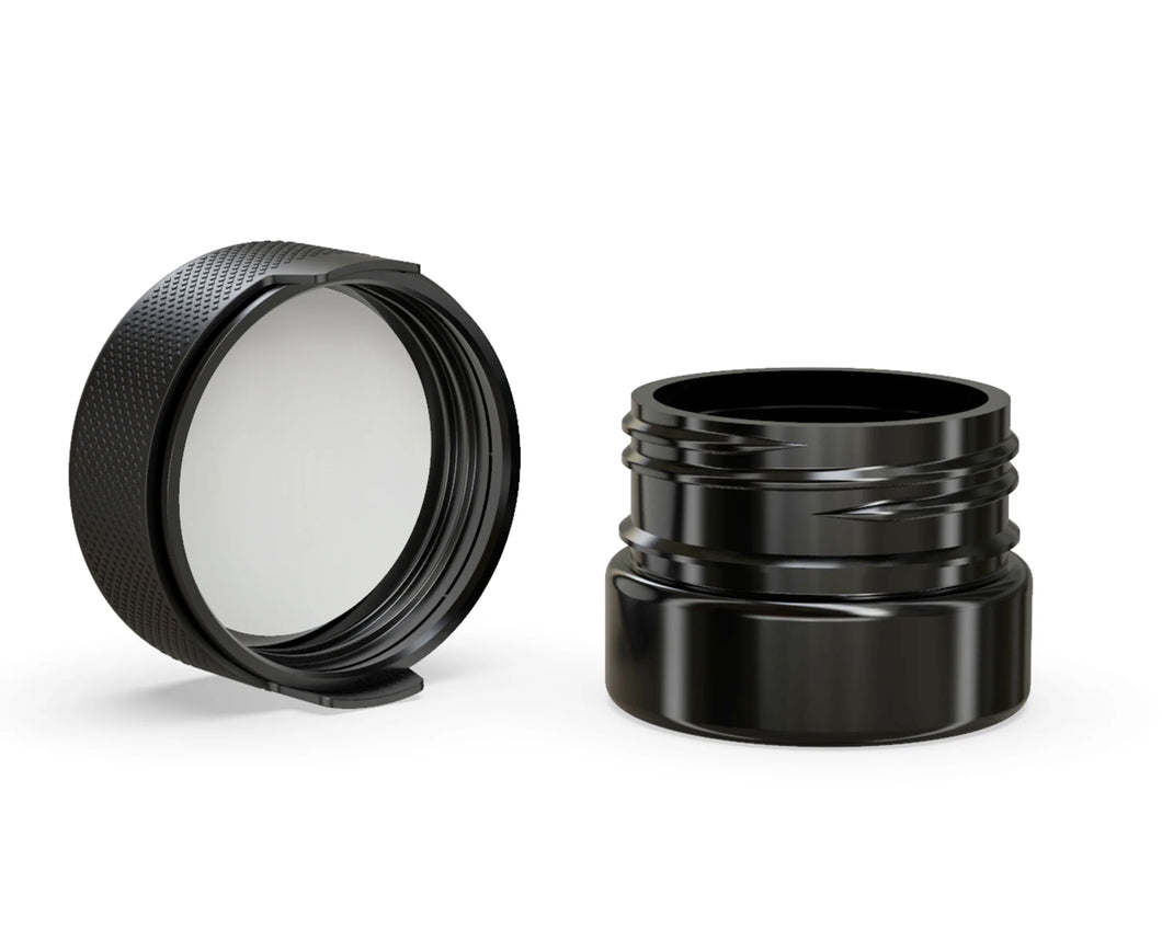 Chubby Gorilla 30CC/1FL.OZ/30ML Aviator CR Container With Inner Seal & Tamper - Opaque Black/Opaque Black Lid - WORLDTRADERS USA