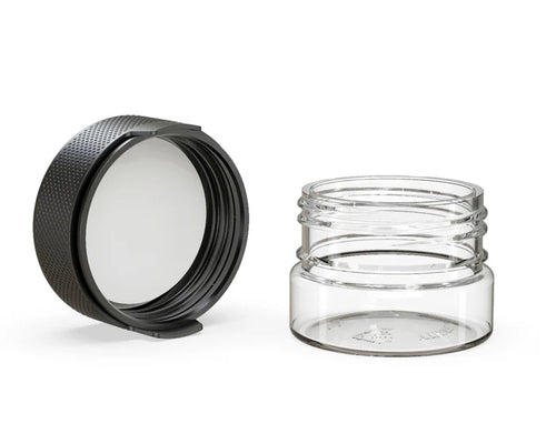 Chubby Gorilla 30CC/1FL.OZ/30ML Aviator CR Container With Inner Seal & Tamper - Clear Natural/Opaque Black Lid - WORLDTRADERS USA
