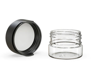 Chubby Gorilla 30CC/1FL.OZ/30ML Aviator CR Container With Inner Seal & Tamper - Clear Natural/Opaque Black Lid - WORLDTRADERS USA