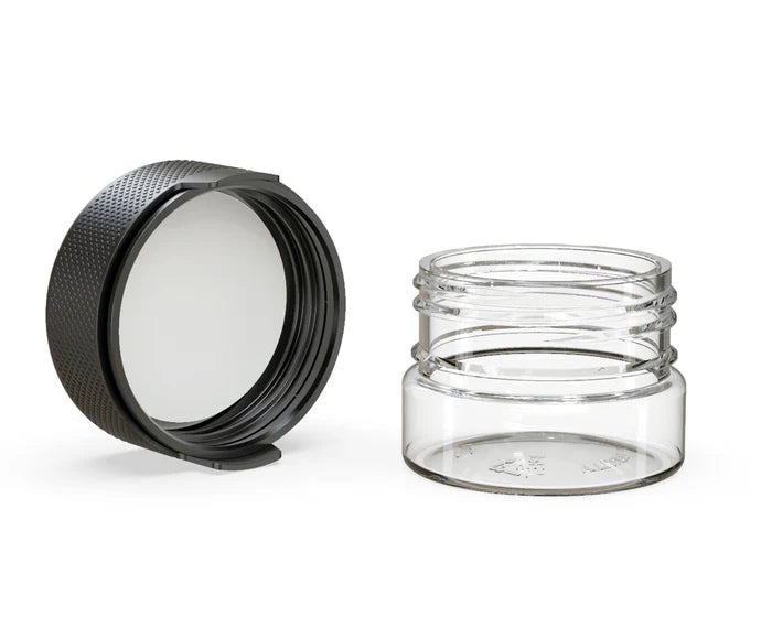 Chubby Gorilla 30CC/1FL.OZ/30ML Aviator CR Container With Inner Seal & Tamper - Clear Natural/Opaque Black Lid - WORLDTRADERS USA