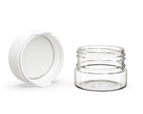Chubby Gorilla 30CC/1FL.OZ/30ML Aviator CR Container With Inner Seal & Tamper - Clear Natural/Opaque White Lid - WORLDTRADERS USA
