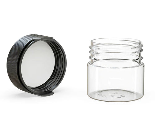 Chubby Gorilla 60CC/2FL.OZ/60ML Aviator CR Container With Inner Seal & Tamper - Clear Natural/Opaque Black Lid - WORLDTRADERS USA