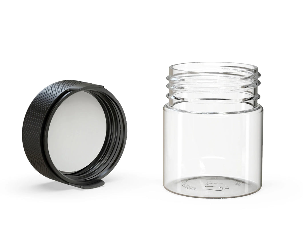 Chubby Gorilla 90CC/3FL.OZ/90ML Aviator CR Container With Inner Seal & Tamper - Clear Natural/Opaque Black Lid - WORLDTRADERS USA