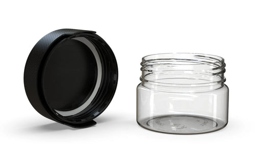 Chubby Gorilla 220CC/7.5FL.OZ/220ML Aviator CR XL Container With Inner Seal & Tamper - Clear Natural/Opaque Black Lid - WORLDTRADERS USA