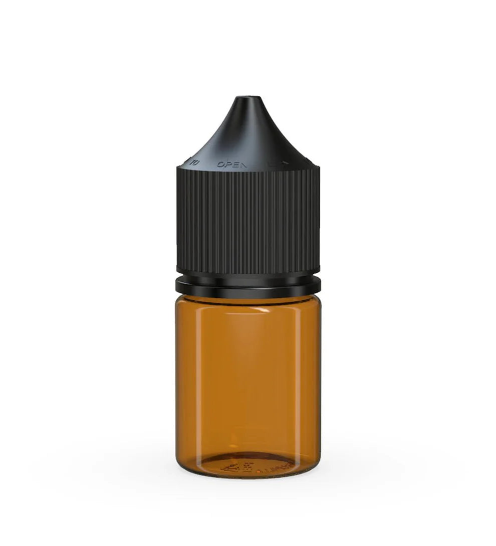 Chubby Gorilla 20ML Stubby Unicorn Bottle - Translucent Amber Bottle/Black Cap - WORLDTRADERS USA