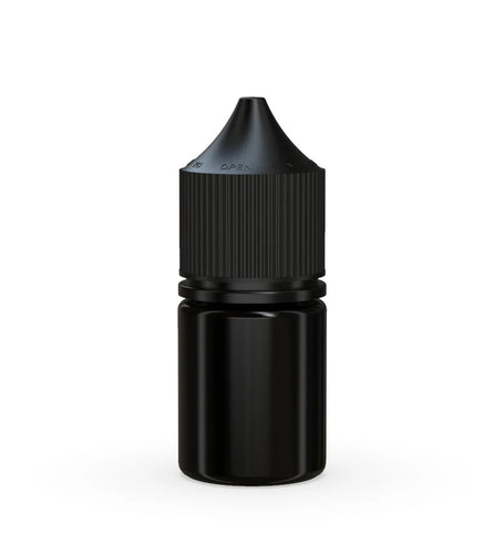 Chubby Gorilla 20ML Stubby Unicorn Bottle - Opque Black Bottle/Black Cap - WORLDTRADERS USA
