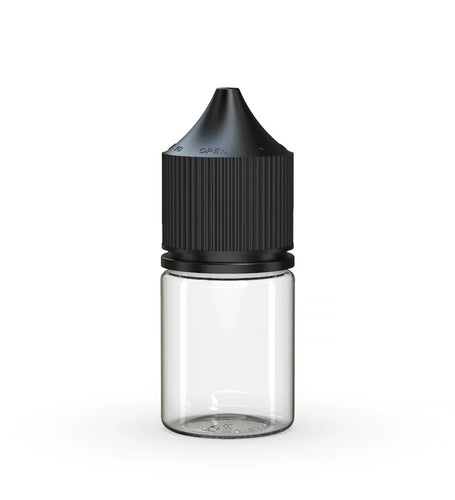 Chubby Gorilla 20ML Stubby Unicorn Bottle - Clear Bottle/Black Cap - WORLDTRADERS USA