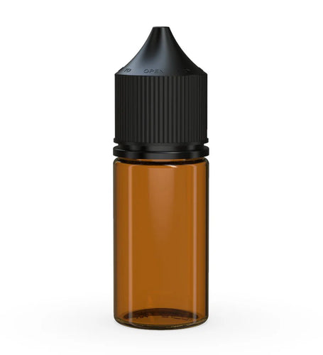 Chubby Gorilla 30ML Stubby Unicorn Bottle V3 - Translucent Amber Bottle/Black Cap - WORLDTRADERS USA