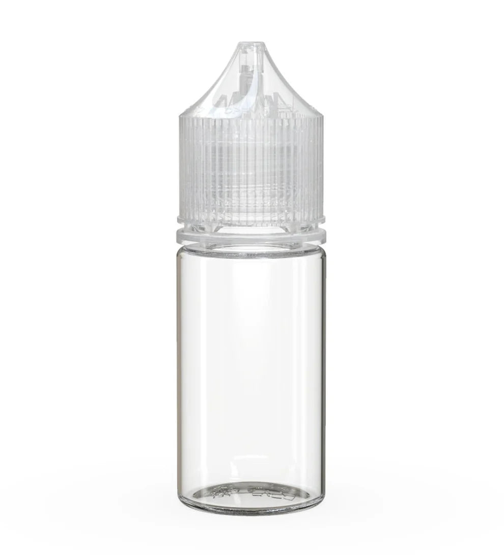 Chubby Gorilla 30ML Stubby Unicorn Bottle V3 - Clear Bottle/Natural Cap - WORLDTRADERS USA