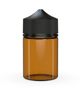 Chubby Gorilla 60ML Stubby Unicorn Bottle - Transparent Amber Bottle/Black Cap - WORLDTRADERS USA