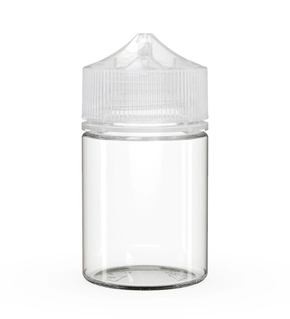 Chubby Gorilla 60ML Stubby Unicorn Bottle - Clear Bottle/Natural Cap - WORLDTRADERS USA
