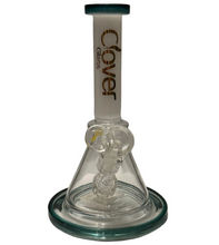 Cargar imagen en el visor de la galería, CLOVER 8 INCH GREEN/WHITE GLASS BONG (14MM) - WORLDTRADERS USA