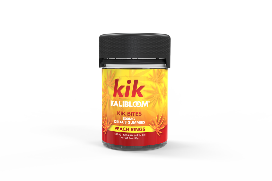 Kik Bites 500mg Delta-8 Neon Peach Rings - DISTRODEALS