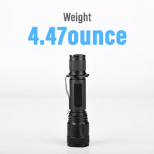 Cargar imagen en el visor de la galería, Pivoi 10W LED Tactical Rechargeable Flashlight with Clip, IP44 Water Resistant, Zoom focus, Metal body, 1000 Lumens - Uses 1x 18650 Battery - WORLDTRADERS USA LLC (Vapeology)