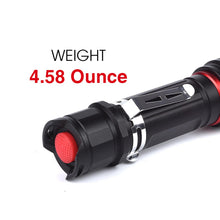 Load image into Gallery viewer, Pivoi 10W LED Tactical Rechargeable Flashlight with Clip, IP44 Water Resistant, Zoom focus, Metal body, 1000 Lumens - Uses 1x 18650 or 3 x AAA Battery - WORLDTRADERS USA LLC (Vapeology)