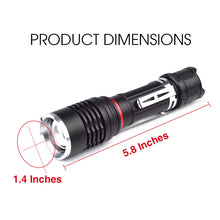 Load image into Gallery viewer, Pivoi 10W LED Tactical Rechargeable Flashlight with Clip, IP44 Water Resistant, Zoom focus, Metal body, 1000 Lumens - Uses 1x 18650 or 3 x AAA Battery - WORLDTRADERS USA LLC (Vapeology)