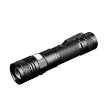 Load image into Gallery viewer, Pivoi 10W LED Tactical Rechargeable Flashlight with Clip, IP44 Water Resistant, Zoom focus, Metal body, 800 Lumens - Uses 1x 18650 Battery - WORLDTRADERS USA LLC (Vapeology)