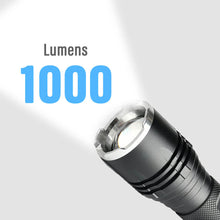 Load image into Gallery viewer, Pivoi 15W LED Tactical Flashlight, IP44 Water Resistant, Zoom focus, Metal body, 1000 Lumens - Uses 1x 18650 Battery - WORLDTRADERS USA LLC (Vapeology)