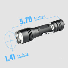 Cargar imagen en el visor de la galería, Pivoi 15W LED Tactical Flashlight, IP44 Water Resistant, Zoom focus, Metal body, 1000 Lumens - Uses 1x 18650 Battery - WORLDTRADERS USA LLC (Vapeology)