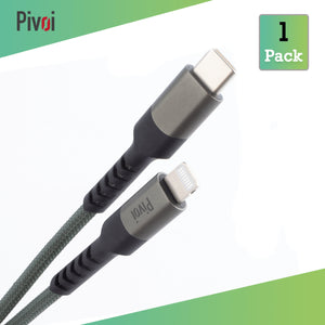 Pivoi MFI Certified Type-C to Lightning Cable 1M (Green) - 1PK - WORLDTRADERS USA LLC (Vapeology)
