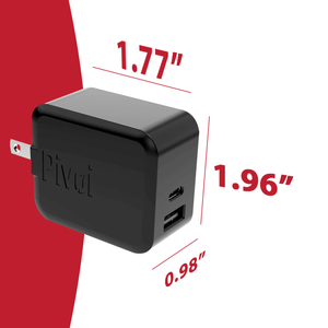 Pivoi Type-C (PD) Wall Charger ( 1 PD and 1 USB A) - WORLDTRADERS USA LLC (Vapeology)