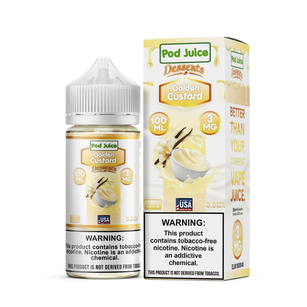 Pod Juice Golden Custard Tobacco Free Nicotine E-Juice 100ml - WORLDTRADERS USA LLC