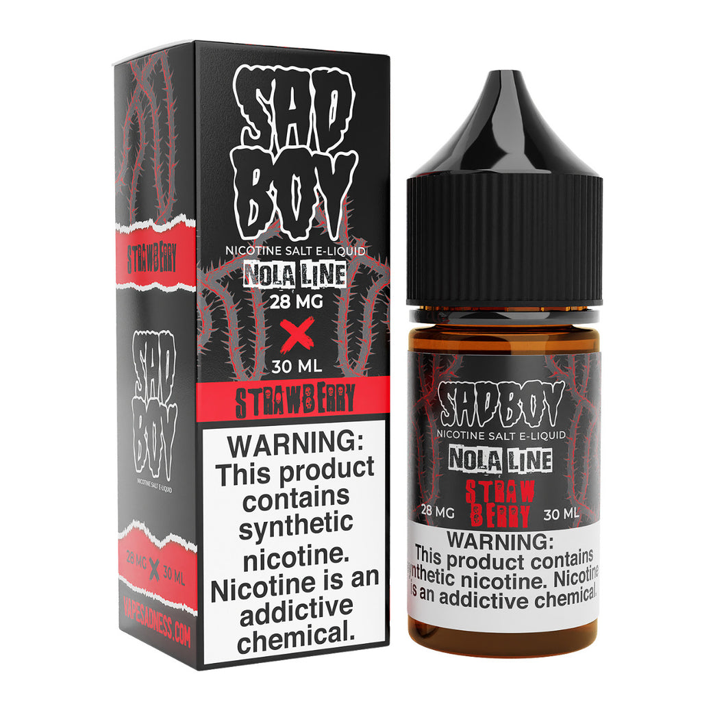 SadBoy NolaLine Strawberry Synthetic Nicotine 30ml Salt E-Juice - WORLDTRADERS USA LLC