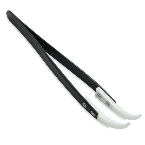 Stainless Steel / Ceramic Tweezers - Curved White Tips