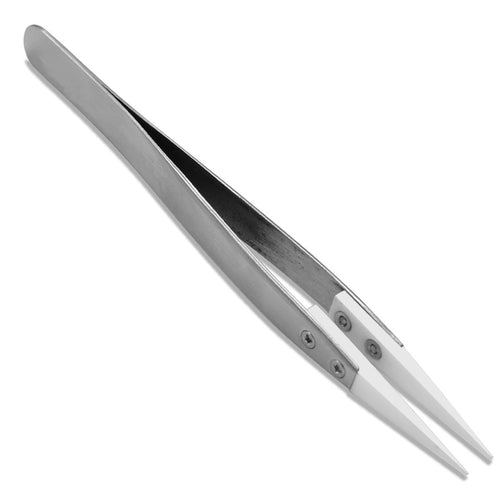 Stainless Steel / Ceramic Tweezers - Pointed White Tips