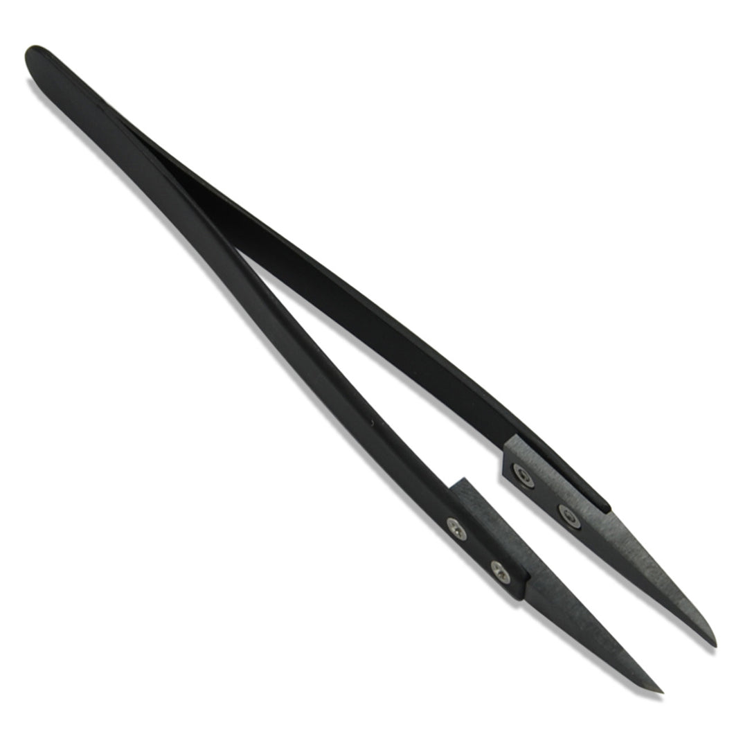 Stainless Steel / Ceramic Tweezers - Rounded Black Tips