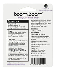 BoomBoom Aromatherapy Lavender Nasal Stick Single Enhances Breathing Focus