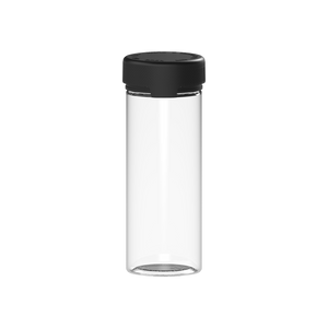 240CC/8FL.OZ/240ML Aviator CR - Container With Inner Seal & Tamper - Clear Natural With Opaque Black Lid - Copackr.com