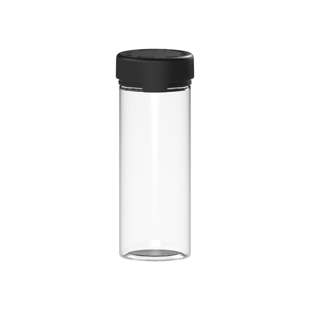 240CC/8FL.OZ/240ML Aviator CR - Container With Inner Seal & Tamper - Clear Natural With Opaque Black Lid - Copackr.com