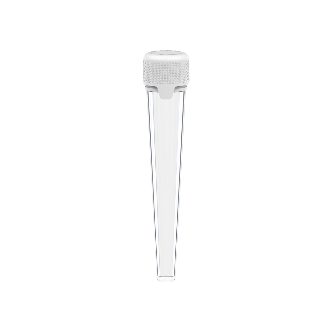 AVIATOR CR - TUBE 113MM WITH INNER SEAL & TAMPER - CLEAR NATURAL TRANSPARENT WITH OPAQUE WHITE LID - Copackr.com