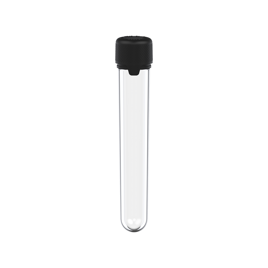 AVIATOR CR - TUBE 120MM WITH INNER SEAL & TAMPER - CLEAR NATURAL (TRANSPARENT) WITH OPAQUE BLACK LID - Copackr.com
