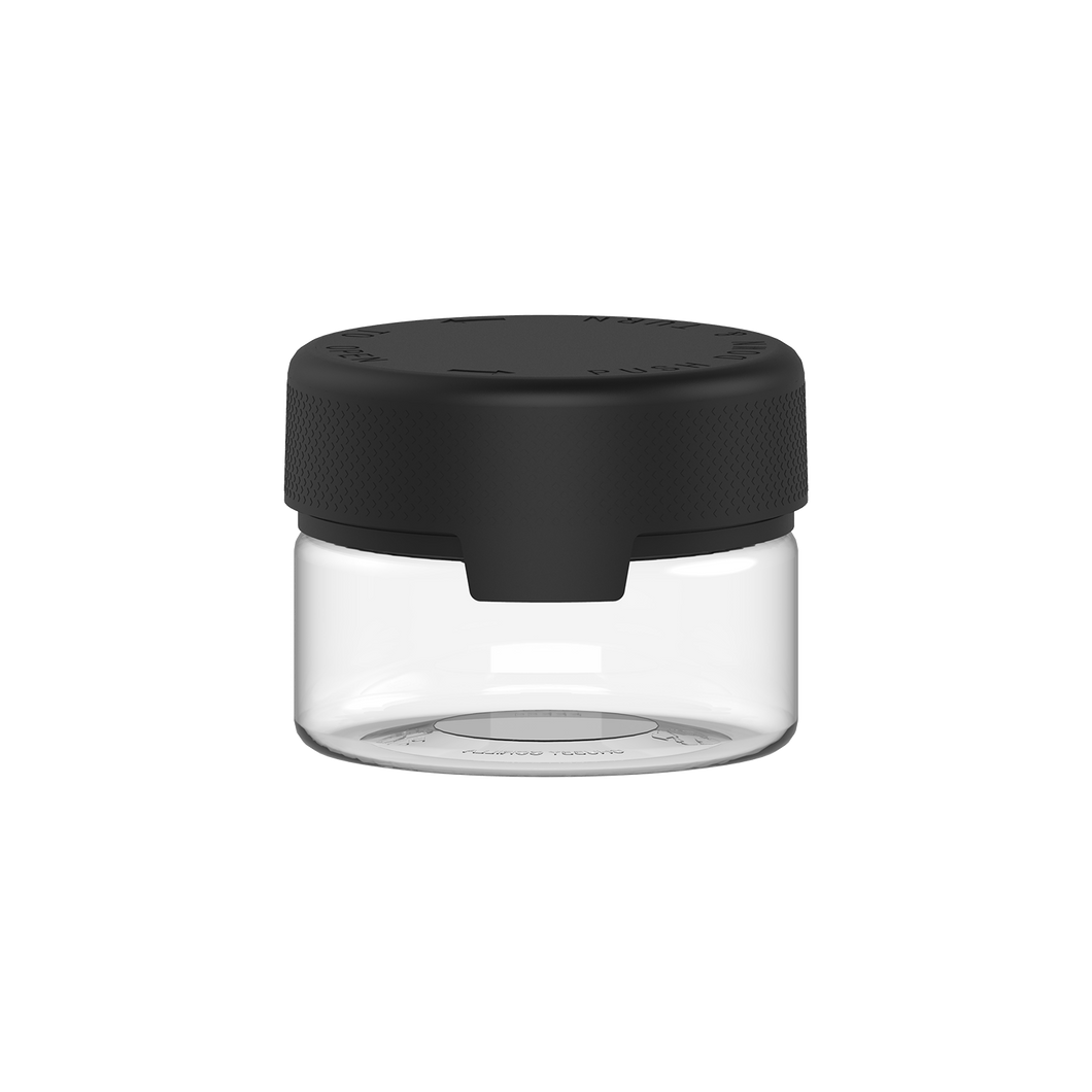 220CC/7.5FL.OZ/220ML Aviator CR - XL Container With Inner Seal & Tamper - Clear Natural With Opaque Black Lid - Copackr.com