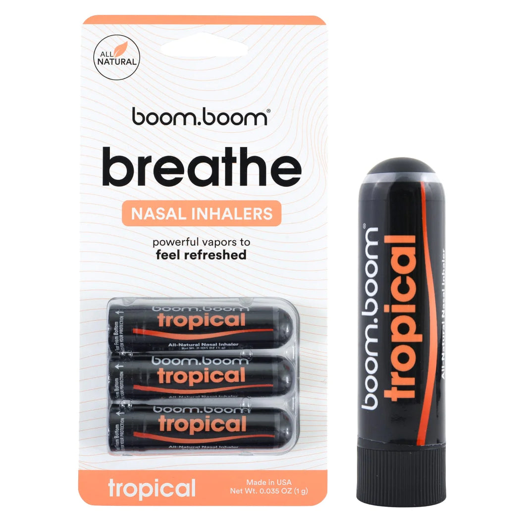 BoomBoom Aromatherapy Tropical Nasal Stick 3pK Enhances Breathing Focus 