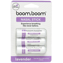 Load image into Gallery viewer, BoomBoom Aromatherapy Lavender Nasal Stick 3 pack Enhances Breathing Focus