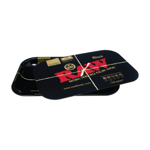 Raw Rolling Tray Black Magnetic Cover - Small - wantoliveoil.com